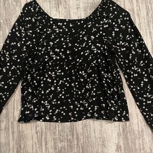 SO Black Floral Long Sleeve Tee